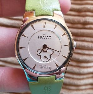 Skagen leather Mickey Mouse watch.